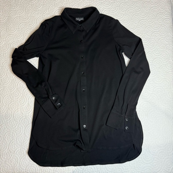 Eileen Fisher Black Long Sleeve shirt - Picture 6 of 9